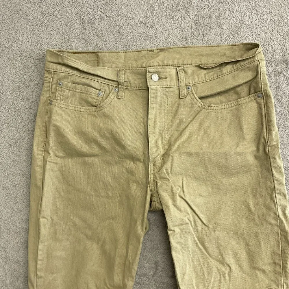 Levis 514 Men's W36 L30 Khaki Straight Fit Jeans Cotton & Elastane